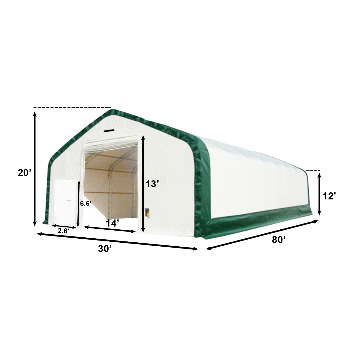 W30'xL80'xH20' Double Truss Storage Shelter