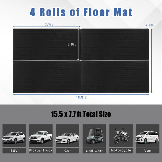 15.5 x 7.7 FT Garage Tool Mats 7 mm Thickened PE Mechanic Pads Pack of 4