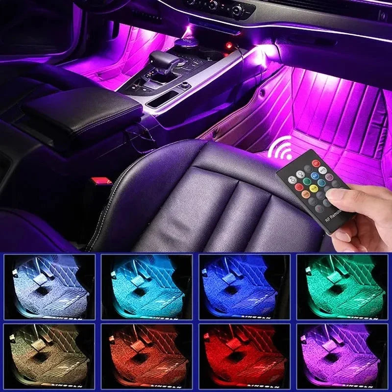 Universal Car RGB LED Strip – 8-Color Interior Ambient Lights