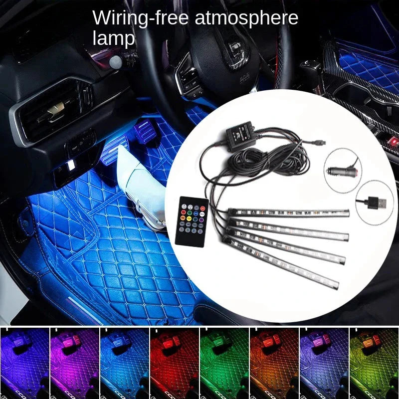 Universal Car RGB LED Strip – 8-Color Interior Ambient Lights