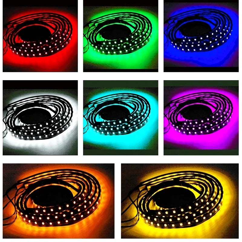Car Underglow Neon Light Flexible LED Strip Underbody Remote/APP Control RGB Dream Color Auto Decorative Ambient Atmosphere Lamp