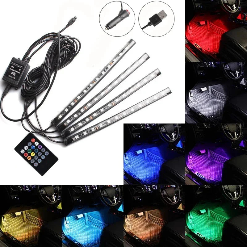 Universal Car RGB LED Strip – 8-Color Interior Ambient Lights